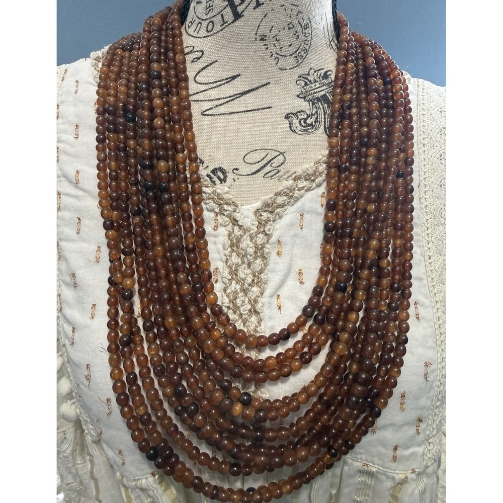 Gerda Lynggaard Necklace Monies Multi-Strand Brown Horn Statement